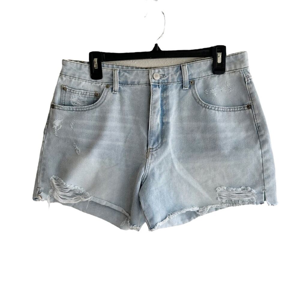 No Boundaries Light Wash High Rise Distressed Cut Off Denim Shorts Size 13